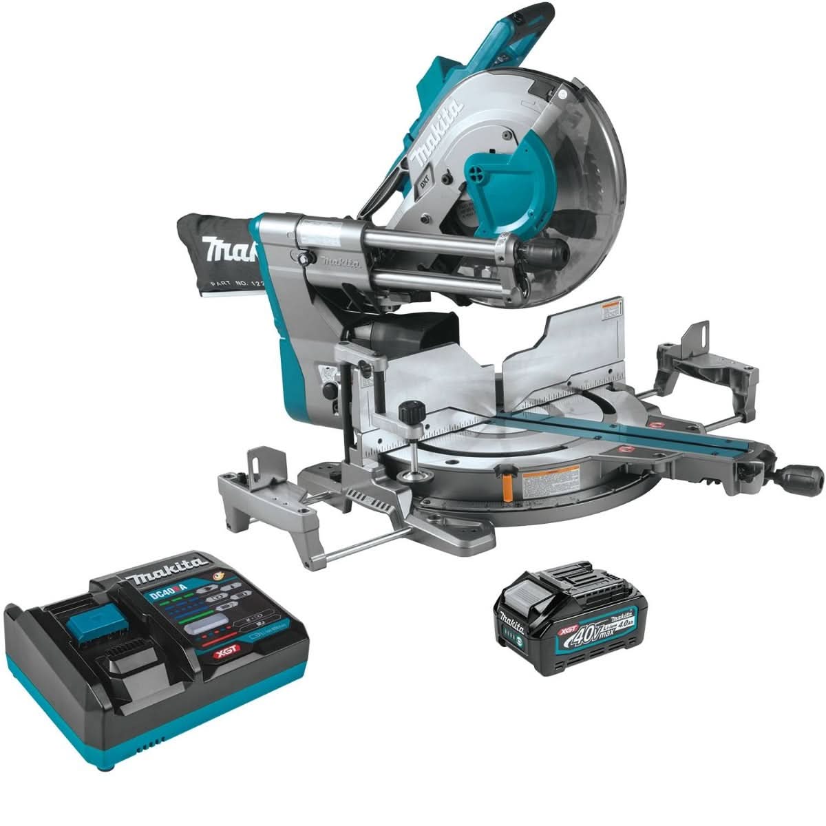 Makita GSL04M1 40V max XGT Brushless Cordless 12″ Dual-Bevel Sliding Compound Miter Saw Kit, AWS Capable (4.0Ah)