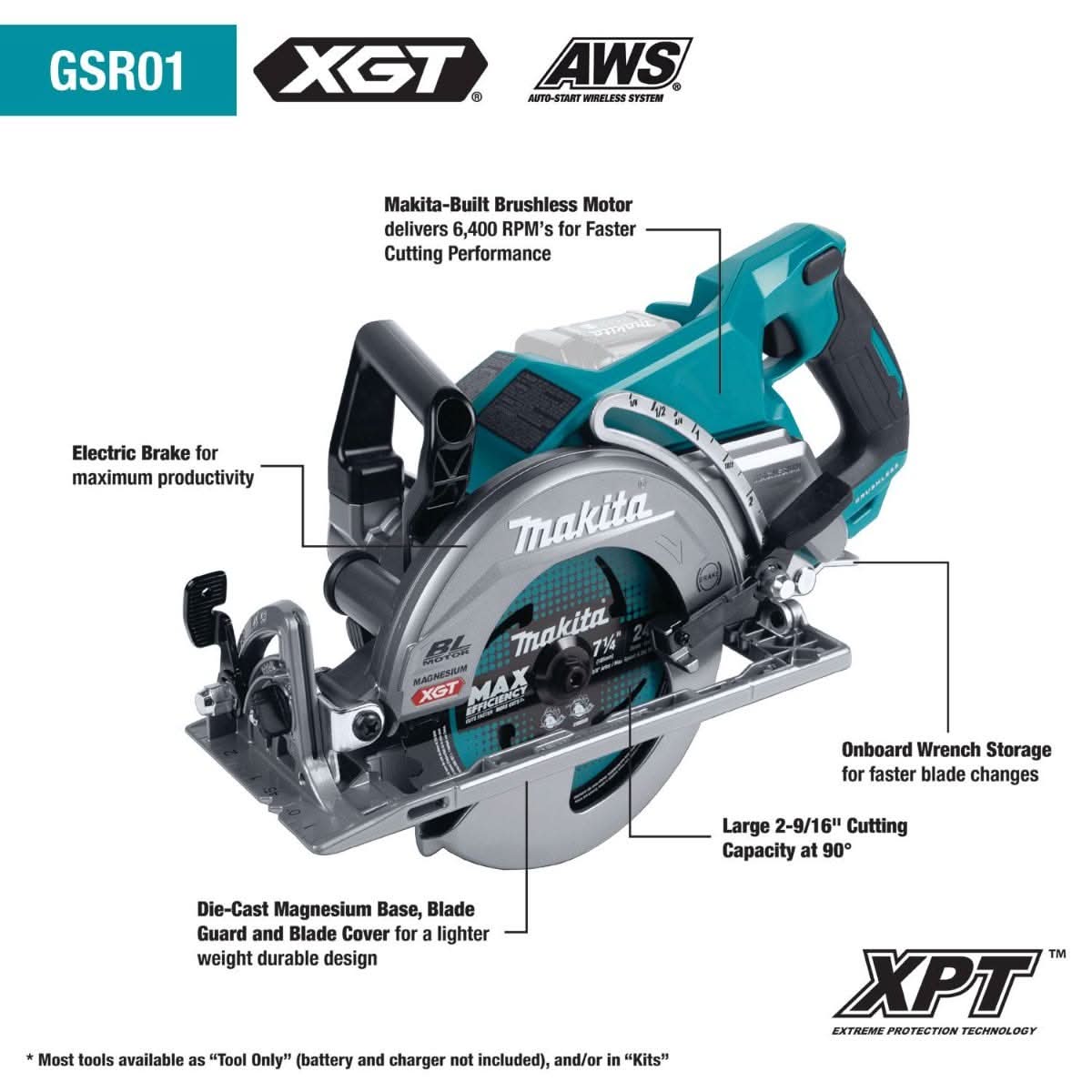 Makita GSR01Z 40V max XGT Brushless Cordless Rear Handle 7-1/4"Â Circular Saw, Tool Only - Image 2