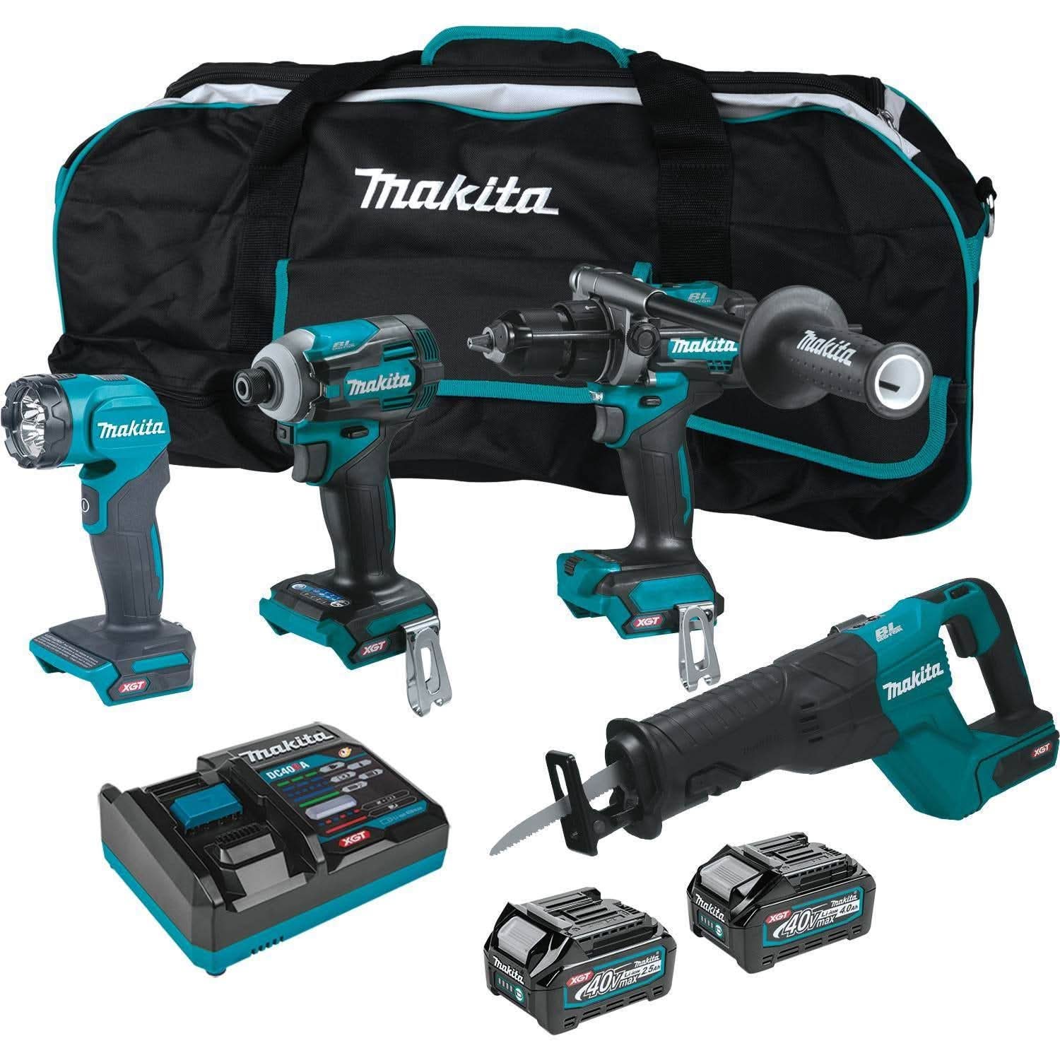 Makita 40V max XGT Brushless Cordless 4-Piece Combo 2.5Ah/4.0Ah Kit, Variety 3-Pack Battery - Image 2