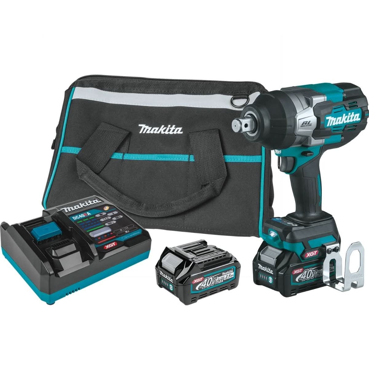 Makita GWT01D 40V max XGT Brushless Cordless 4-Speed High-Torque 3/4″ Sq. Drive Impact Wrench Kit w/ Friction Ring Anvil (2.5Ah)