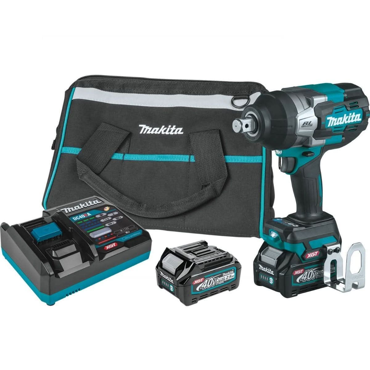 Makita 40V max XGT Brushless Cordless 4-Speed High-Torque 3/4-Inch Square Drive Impact Wrench 2.5Ah Kit with 5" X-LOCK Paddle Switch Angle Grinder (Bare Tool) - Image 2