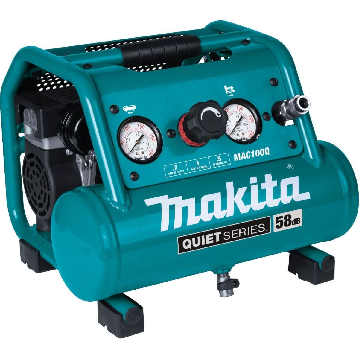 Makita MAC100QK1 Quiet Series 1/2 HP, 1 Gallon Compact, Oil-Free, Electric Air Compressor, and 18 Gauge Brad Nailer Combo Kit - Image 2