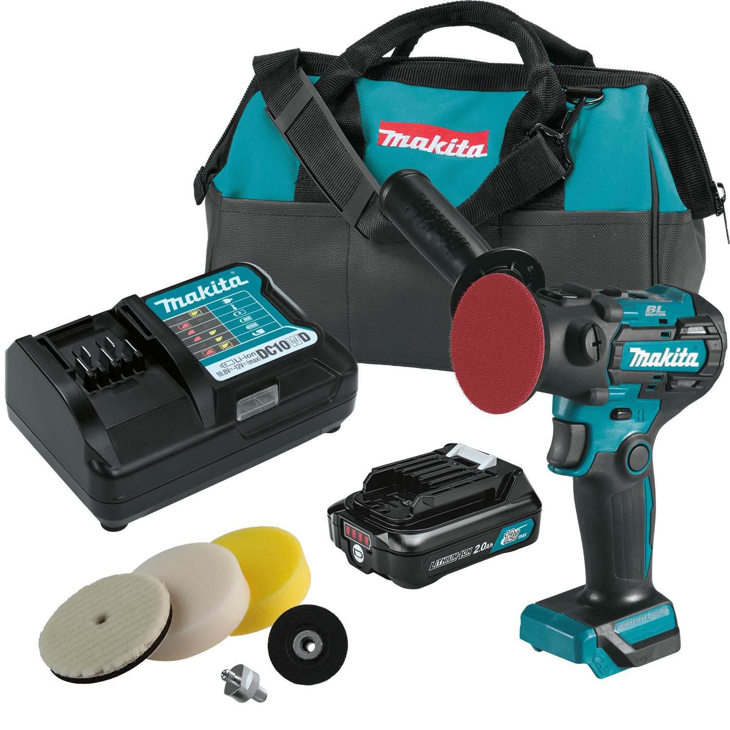 Makita VP01R1 12V max CXT Lithium”â€˜Ion Brushless 3″ Polisher / 2″ Sander Kit (2.0Ah)
