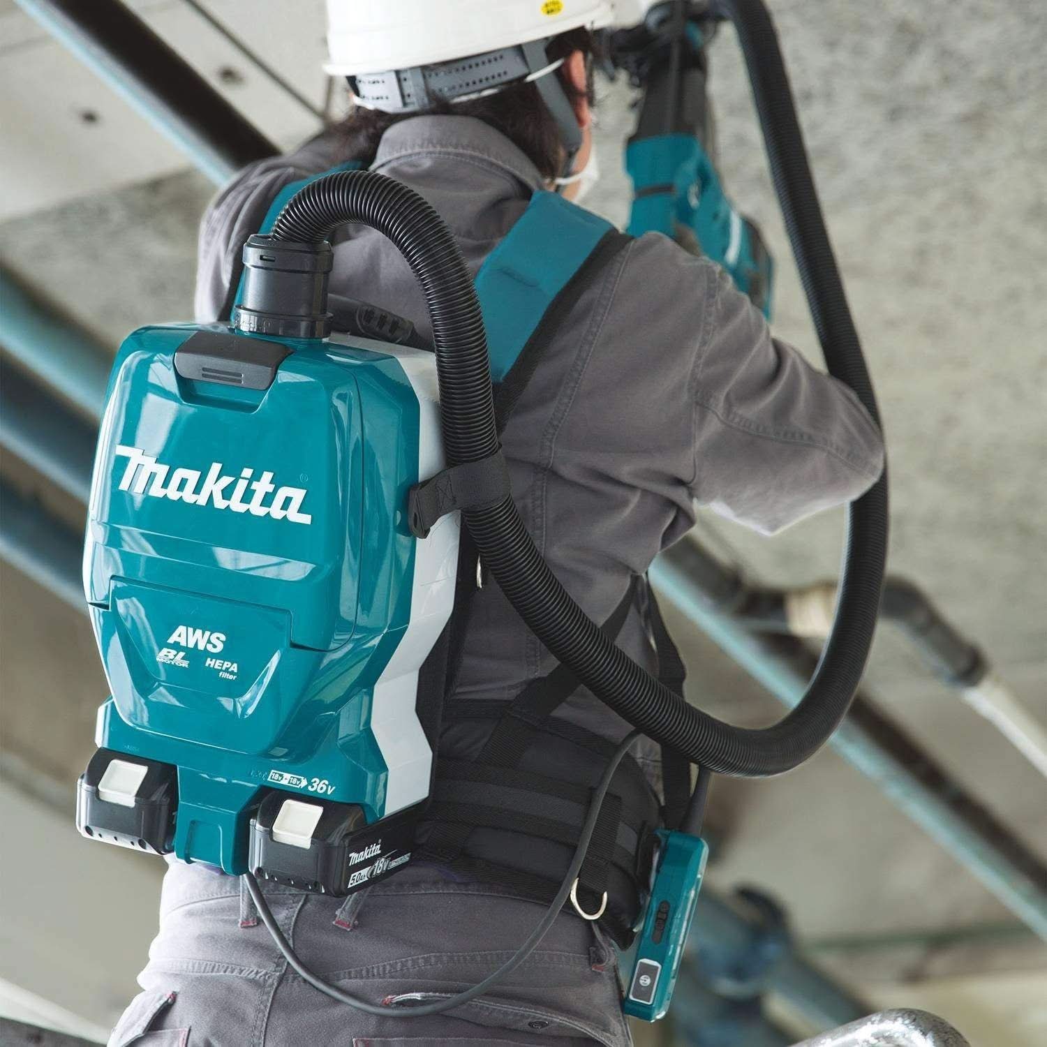Makita XCV10PTX 36V (18V X2) LXT Brushless 1/2 Gallon HEPA Filter Backpack Dry Dust Extractor Kit, AWS Capable (5.0Ah) - Image 2