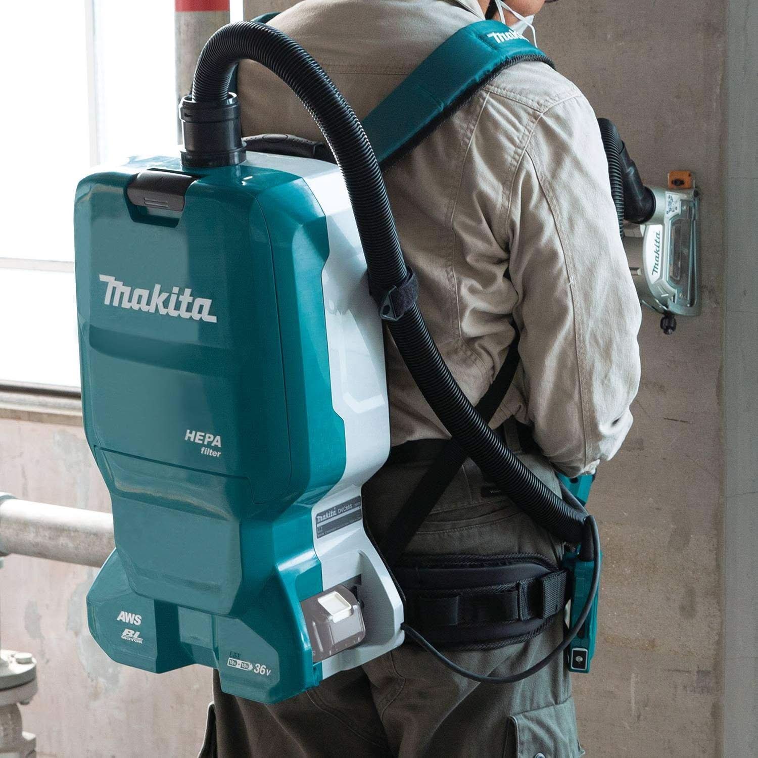 Makita XCV18ZX 36V (18V X2) LXT Brushless 1.6 Gallon HEPA Filter Backpack Dry Dust Extractor, AWS Capable, Tool Only - Image 2