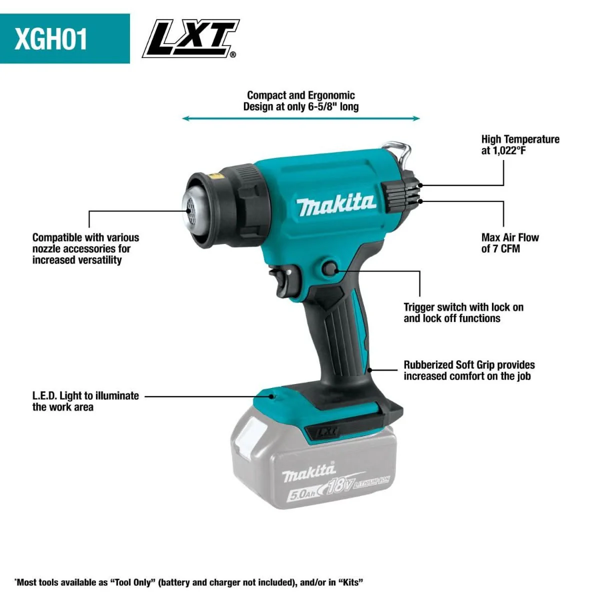 Makita XGH01ZK 18V LXT Lithium-Ion Cordless Heat Gun, Tool Only (PROMO) - Image 2