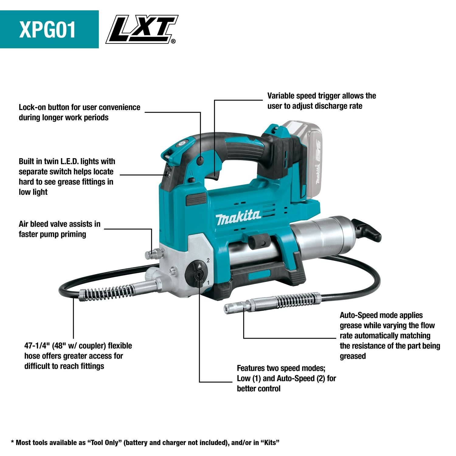 Makita XPG01S1 18V LXT Lithium-Ion Cordless Grease Gun Kit (3.0Ah) - Image 2