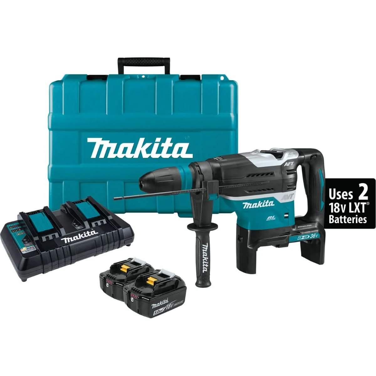 Makita XRH07PTUN 36V (18V X2) LXT Brushless 1-9/16" SDS-MAX Advanced AVT Rotary Hammer Kit, AFT, AWS (5.0Ah) - Image 2