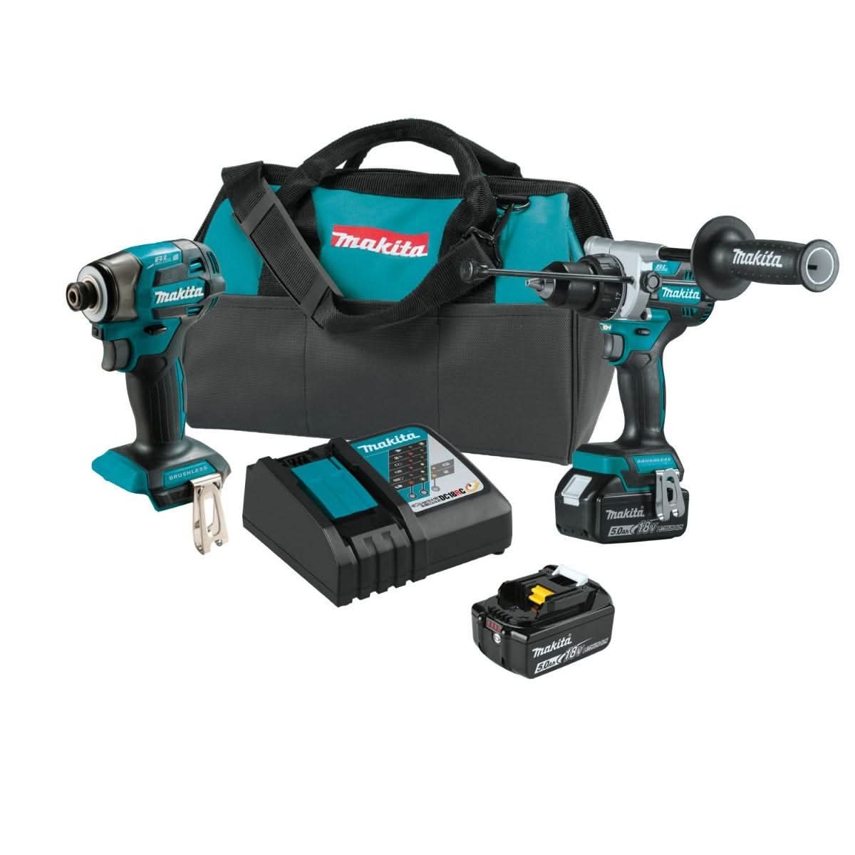 Makita 18V LXT Brushless 2-Pc. Combo Kit (5.0Ah) w/ 18V LXT 5.0Ah Battery - Image 2