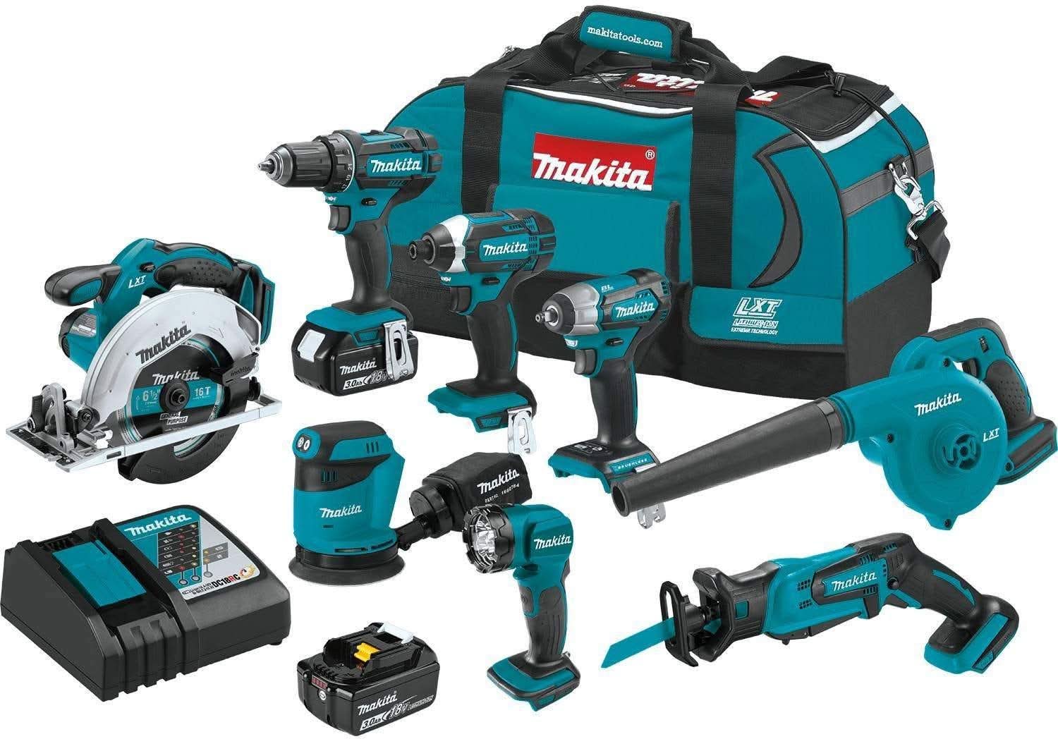Makita 18V 9-Piece Combo Kit with 2 Chargers and 5 Batteries - Image 3