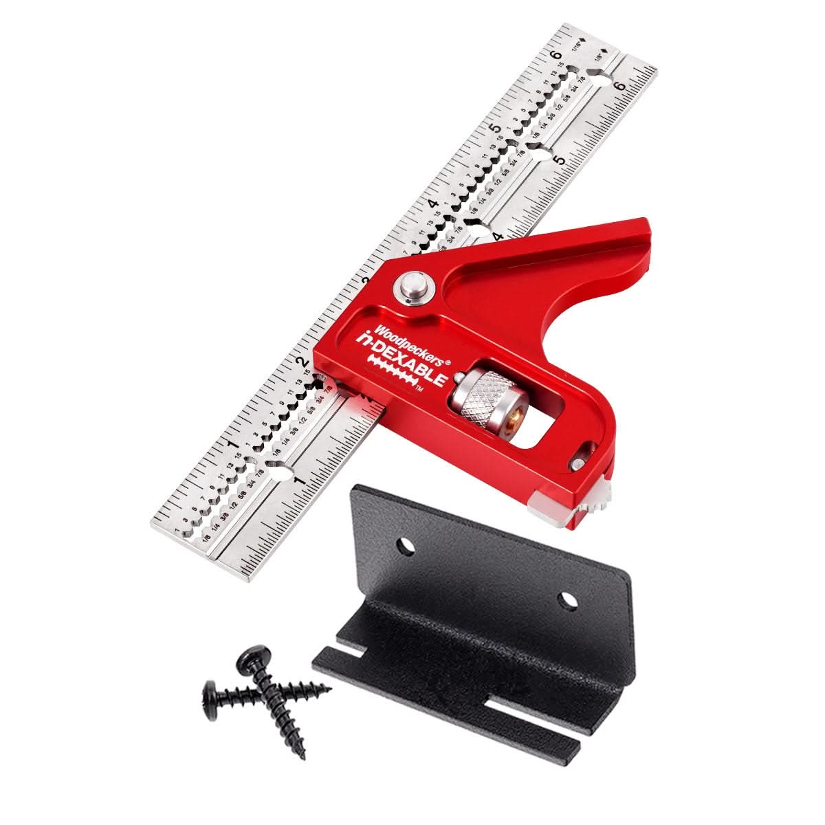 Woodpeckers MCSQ-21 Mini in-DEXABLE Combo Square – 6 Inch Blade – Includes Rack-It