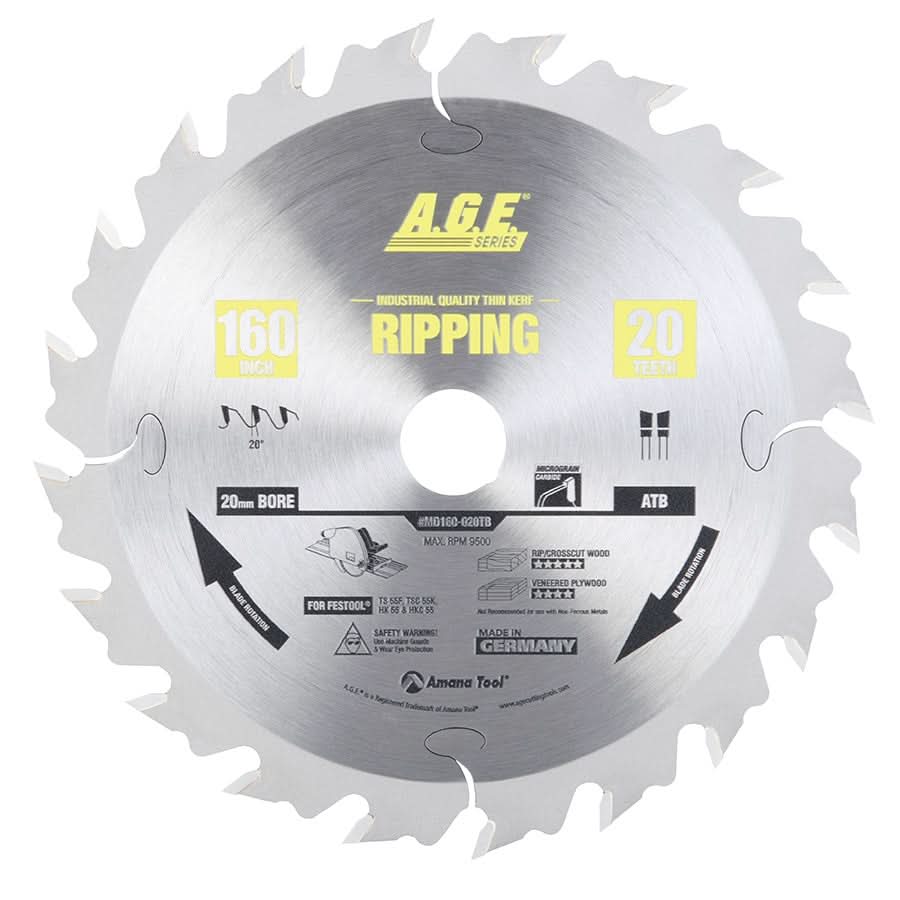 Amana Tools MD160-020TB 160mm 20T Ripping Blade (Fits Festool)