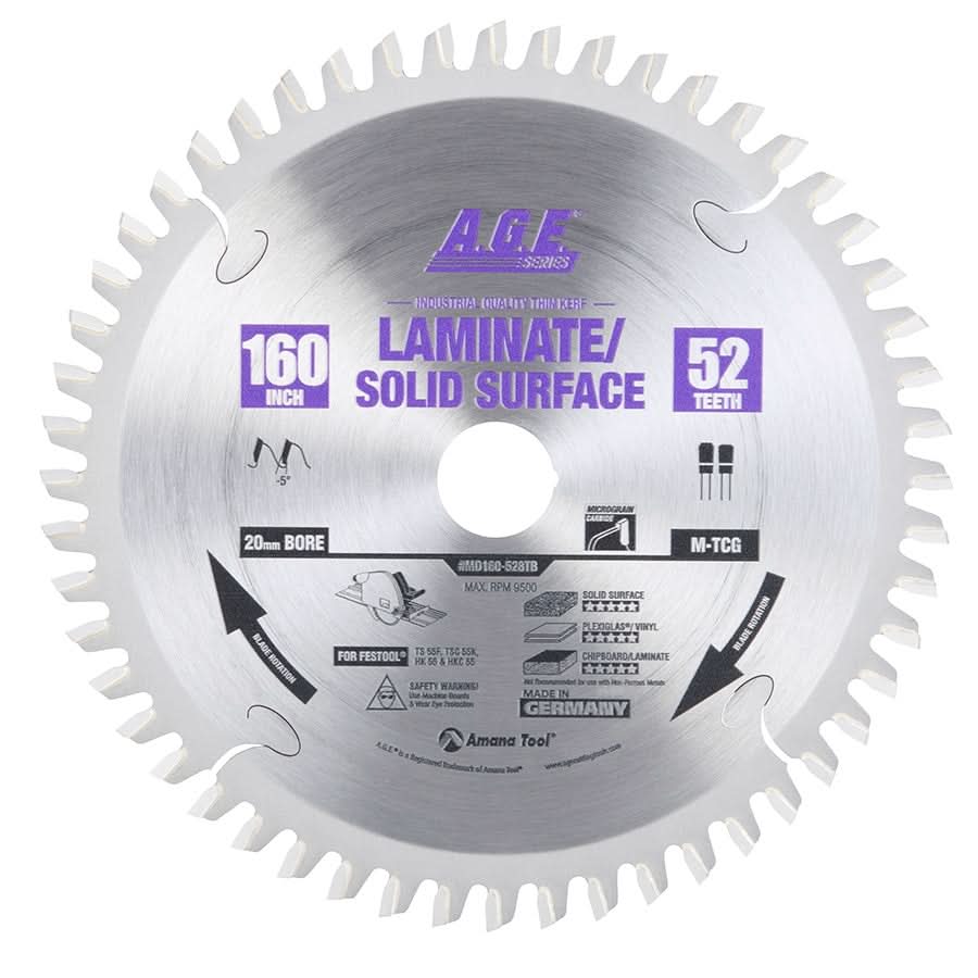 Amana Tools MD160-528TB 160mm 52T Aluminum/Plastic Blade (Fits Festool)