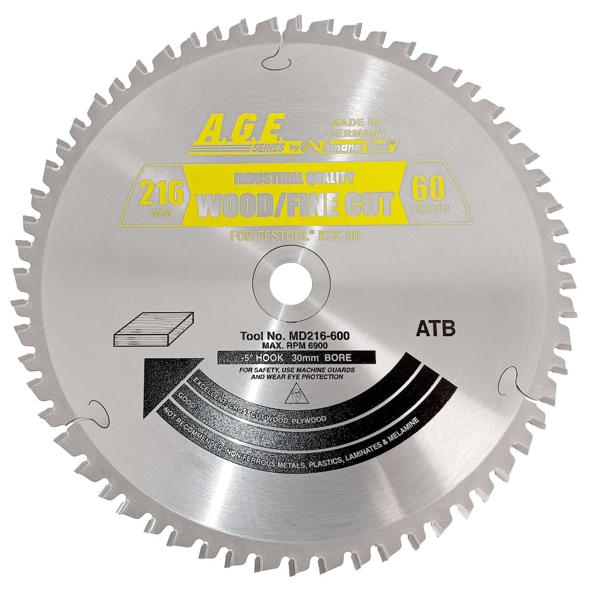 Amana Tools MD216-600 Wood 60-Tooth Fine Cut Circular Saw Blade (Fits Festool Kapex KSC 60)