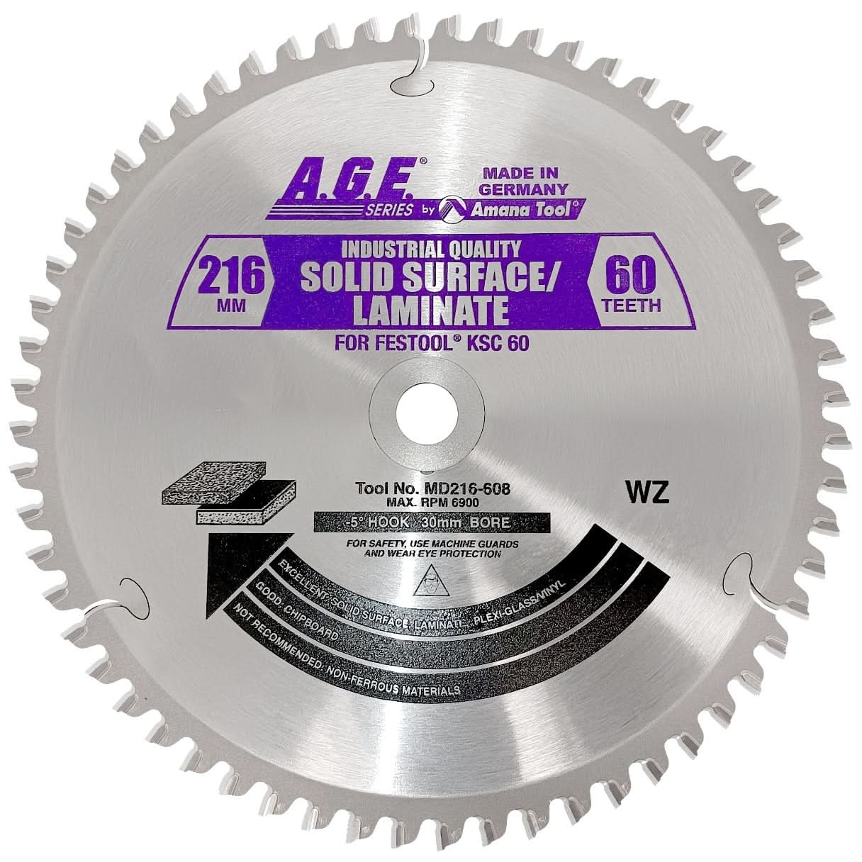 Amana Tools MD216-608 Aluminum/Plastic 64-Tooth Circular Saw Blade (Fits Festool Kapex KSC 60)
