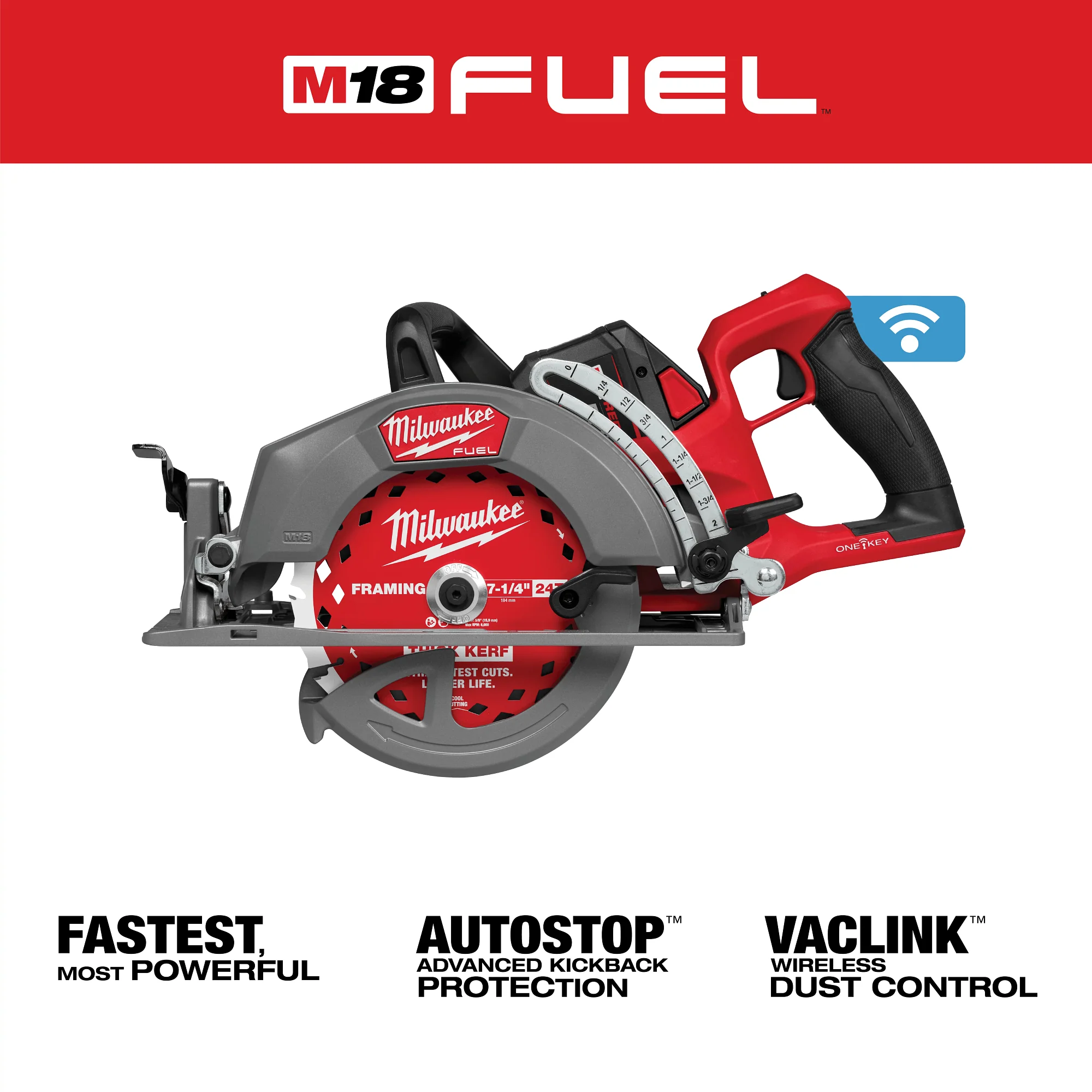 Milwaukee 2931-21HD M18 FUEL 7-1/4-in. ONE-KEY Rear Handle Circular Saw 12.0Ah Kit - Image 2