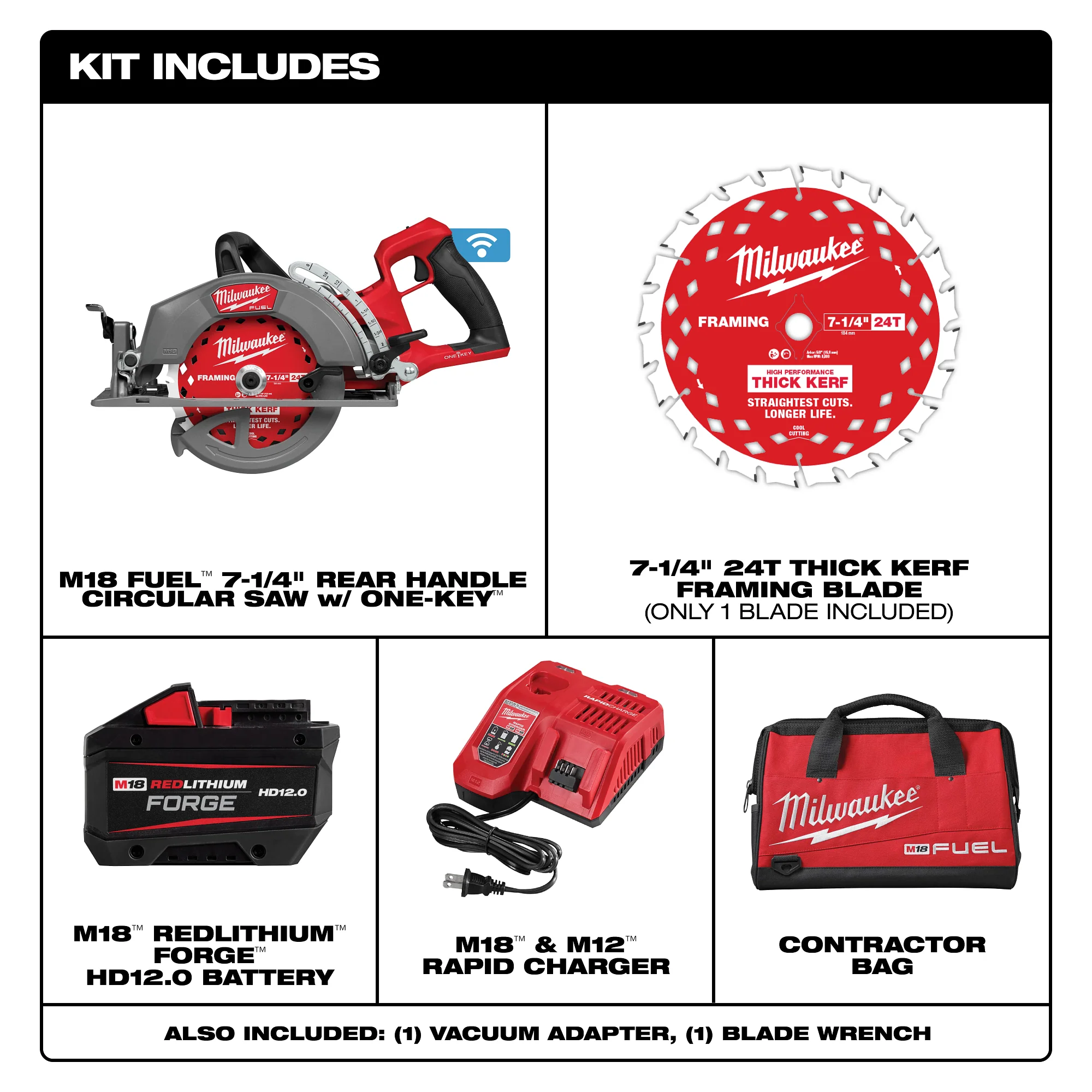 Milwaukee 2931-21HD M18 FUEL 7-1/4-in. ONE-KEY Rear Handle Circular Saw 12.0Ah Kit - Image 3