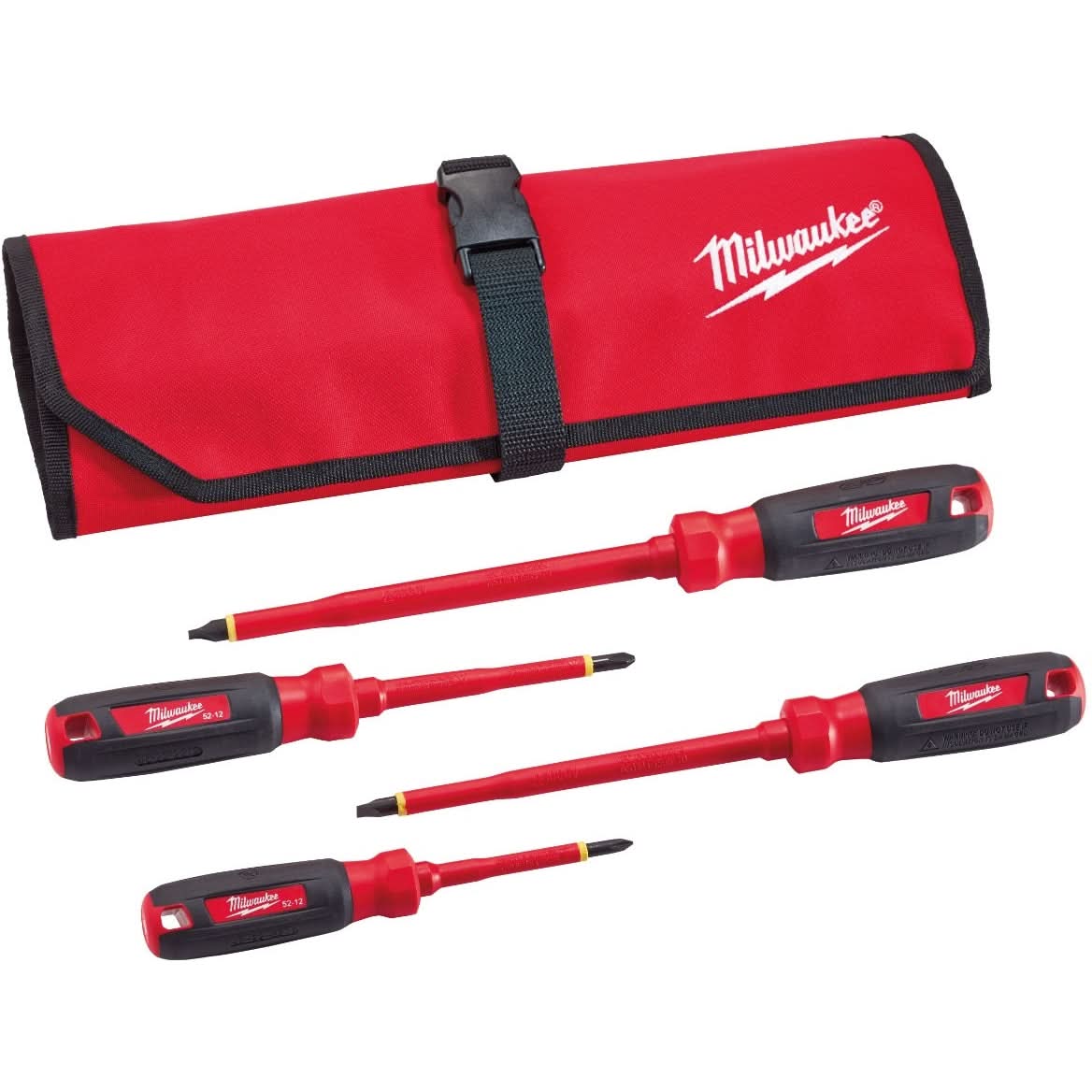 Milwaukee 48-22-2204 4-Piece 1000V Insulated Screwdriver Set w/ Roll Pouch - Image 1