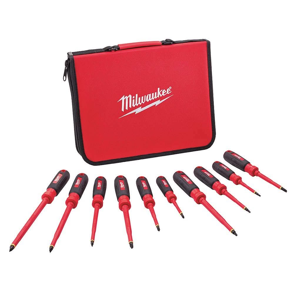 Milwaukee 48-22-2210 10-Piece 1000V Insulated Screwdriver Set w/ EVA Foam Case - Image 1