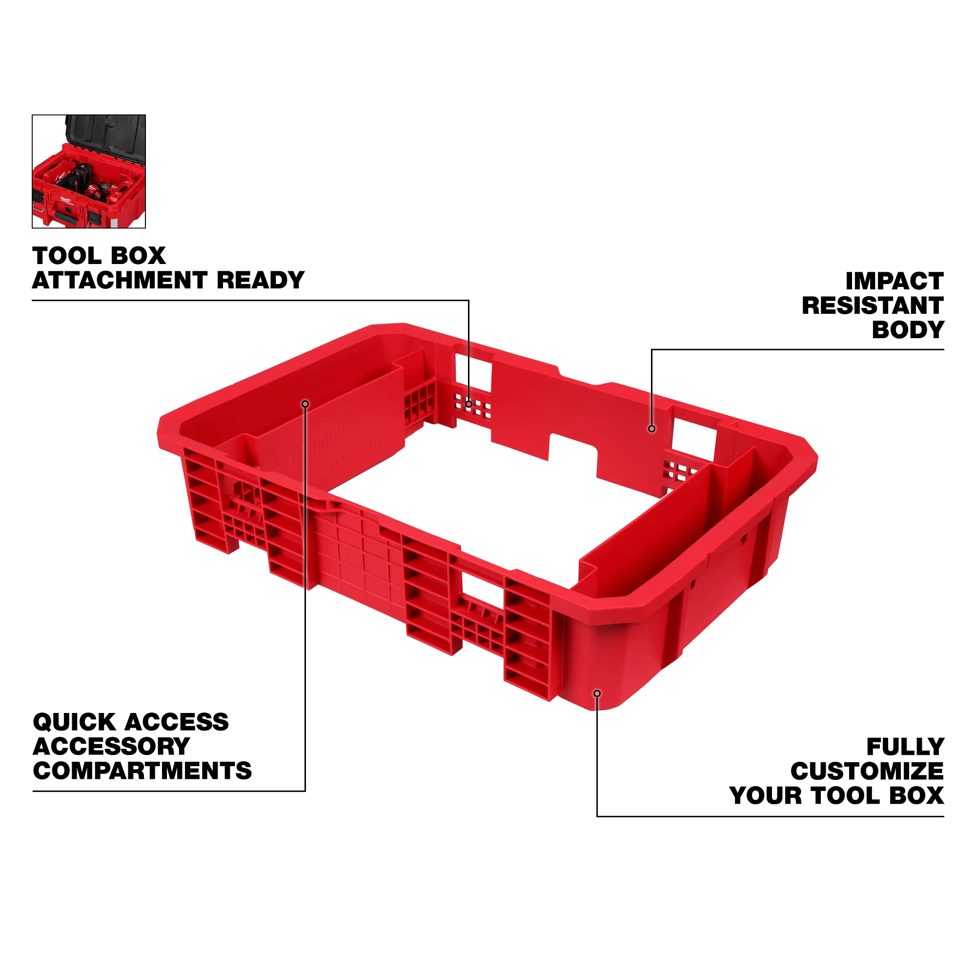 Milwaukee 48-22-8029 Tool Box Attachment Ready Tray for PACKOUT Tool Boxes - Image 2