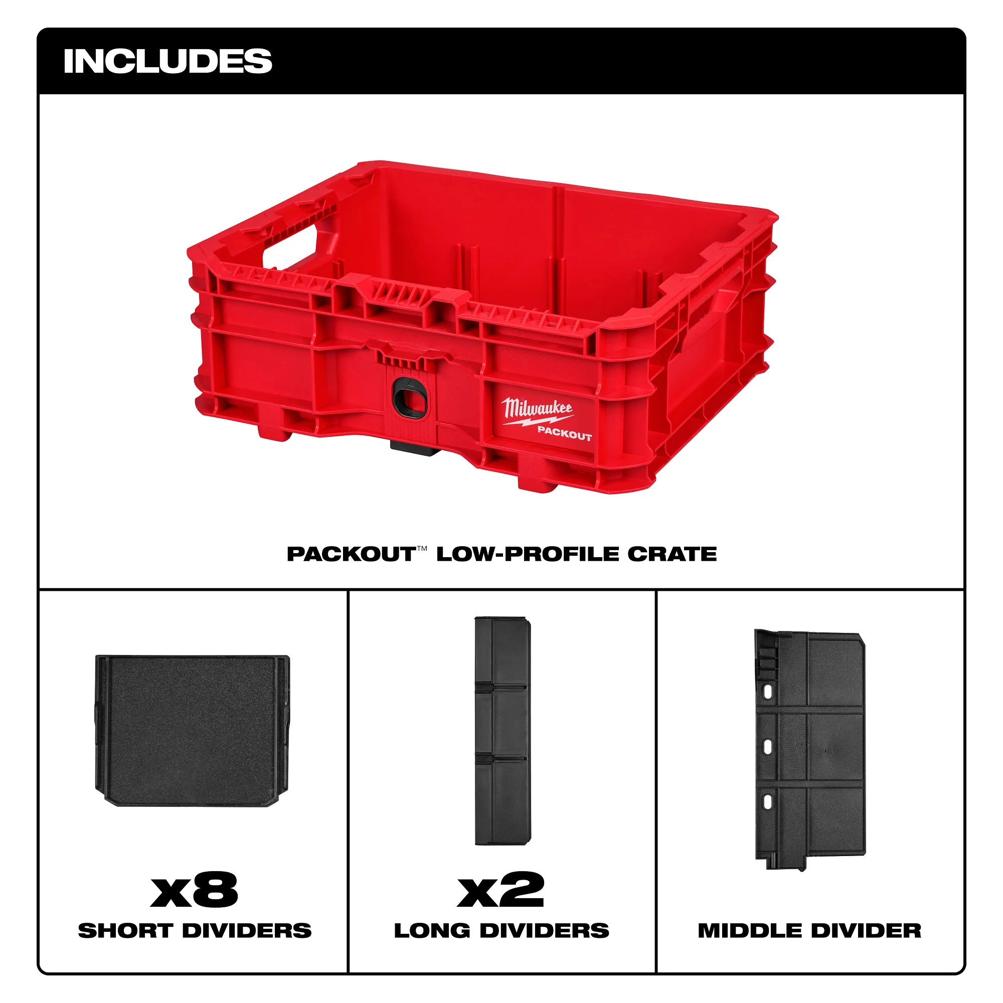 Milwaukee 48-22-8438 PACKOUT Low-Profile Crate - Image 3