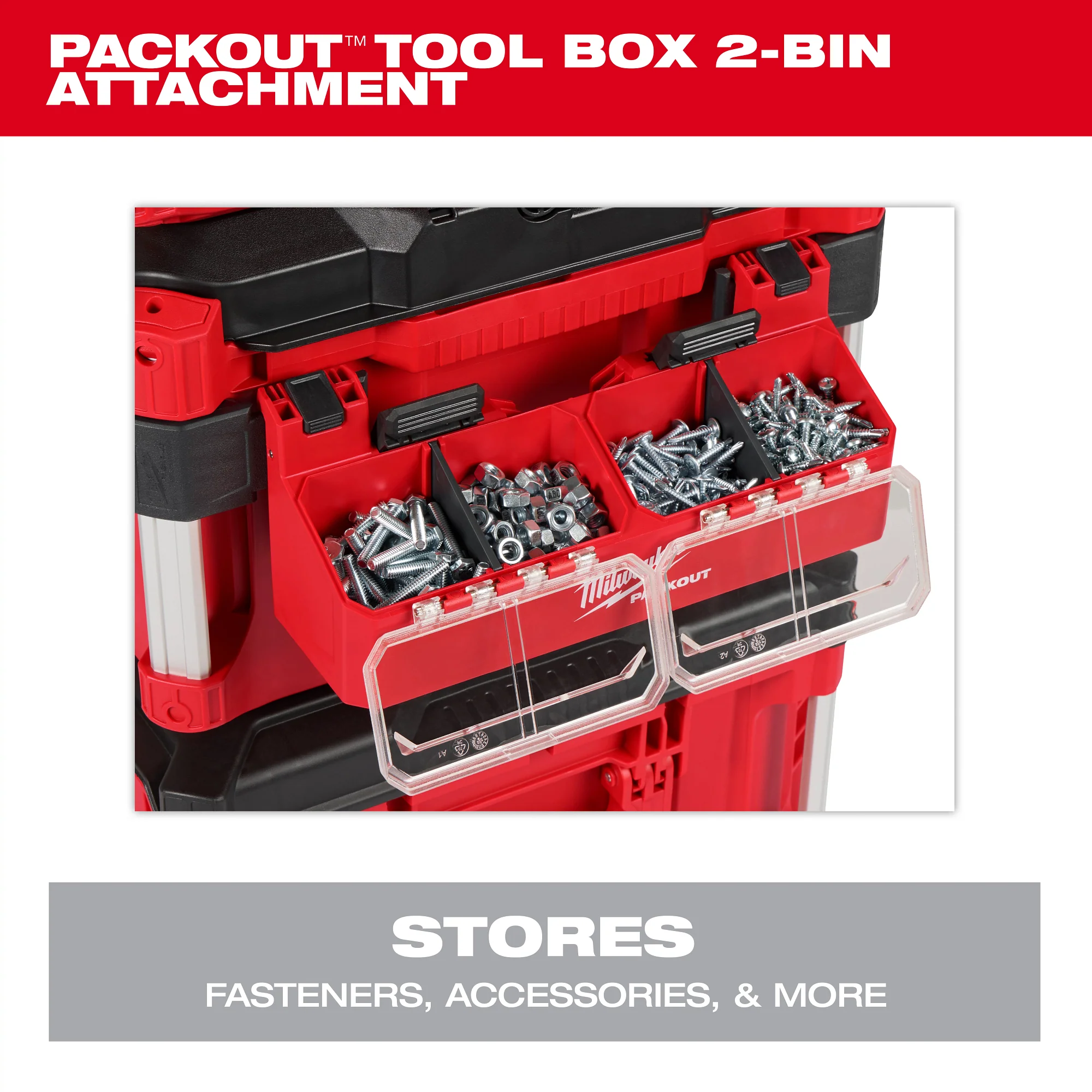 Milwaukee 48-22-8610 PACKOUT Tool Box 2-Bin Attachment - Image 2