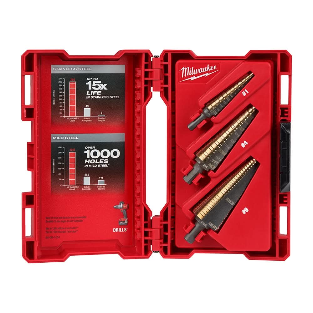 Milwaukee 48-89-9291 Milwaukee Cobalt Step Bit, 3-Piece Set - Image 1