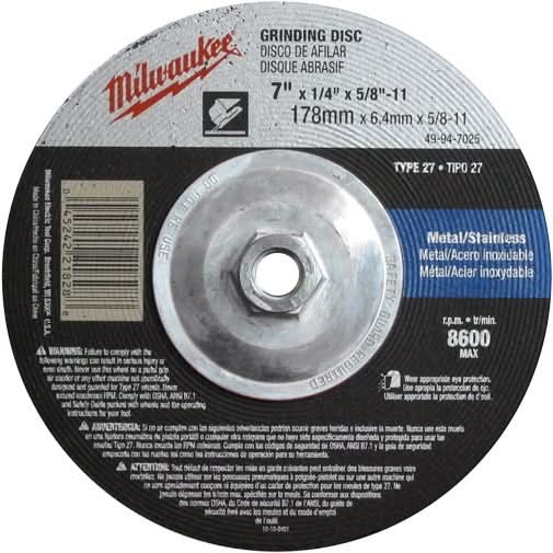 Milwaukee 49-94-9025 9″ x 1/4″ x 5/8-11″ Grinding Wheel, Type 27