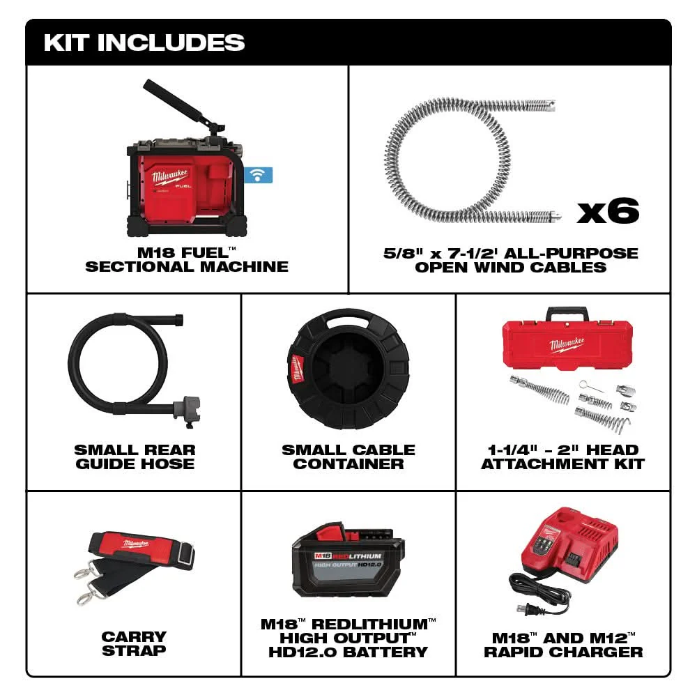 Milwaukee 2818B-21 M18 FUEL Sectional Machine 5/8-Inch 12.0Ah Kit - Image 2