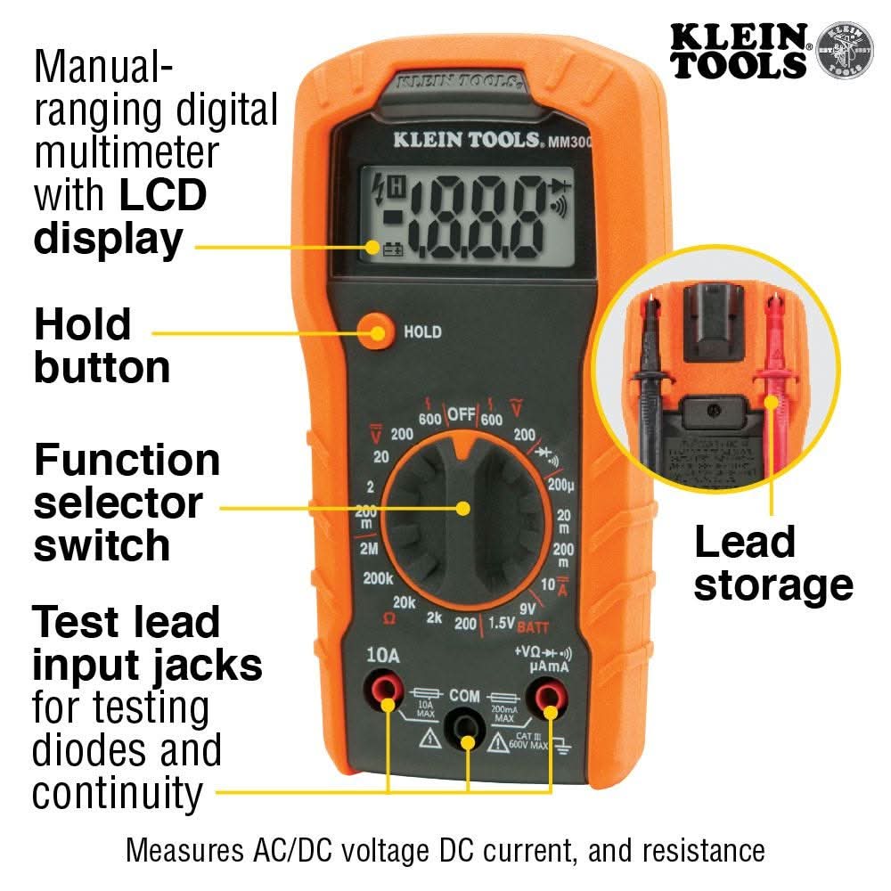 Klein 69149P Multimeter Test Kit, Digital Multimeter, Non-Contact Volt Tester, Receptacle Tester - Image 3