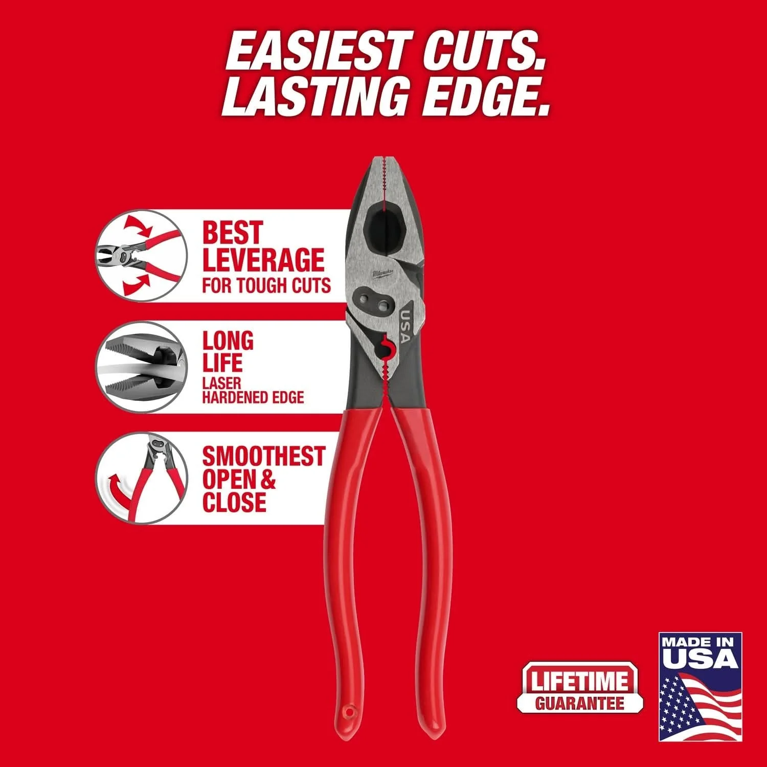 Milwaukee MT500C 9" Lineman's Dipped Grip Pliers w/ Crimper & Bolt Cutter (Made in the USA) - Image 2