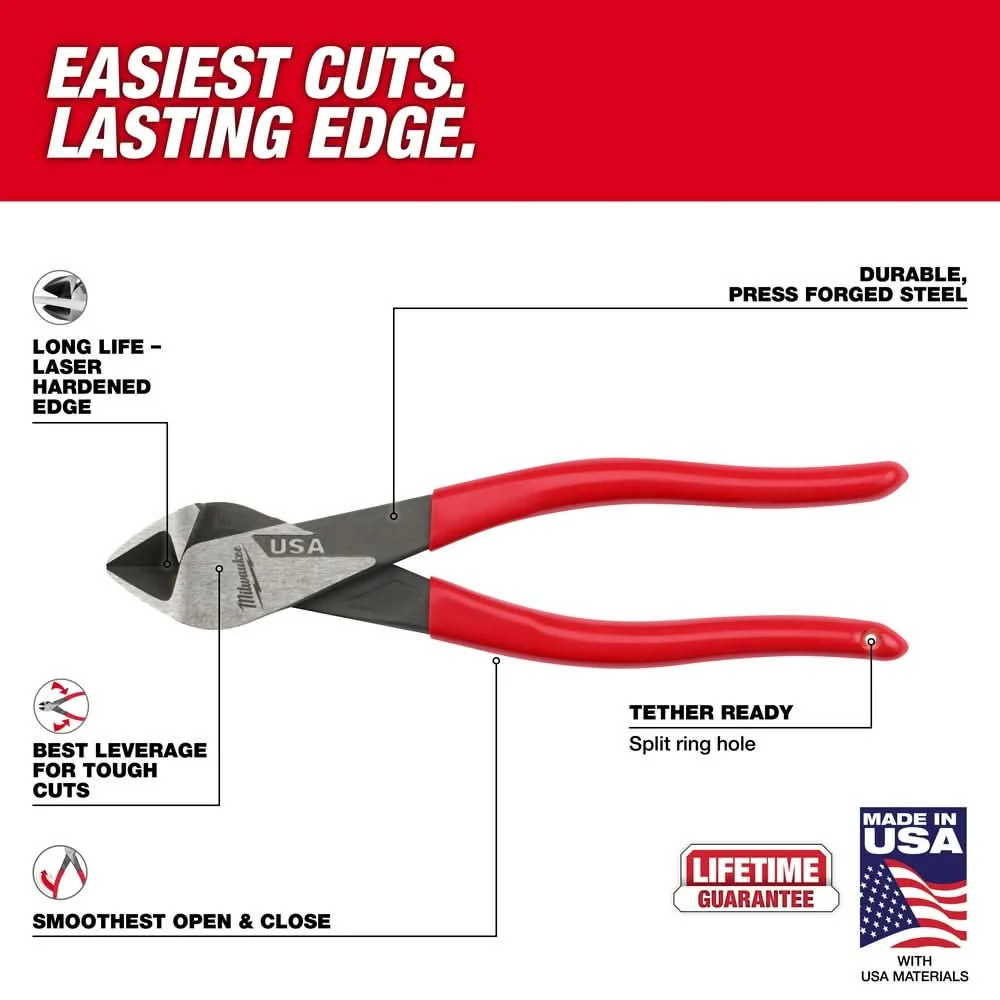 Milwaukee MT508 8" Diagonal Dipped Grip Cutting Pliers (Made in the USA) - Image 3