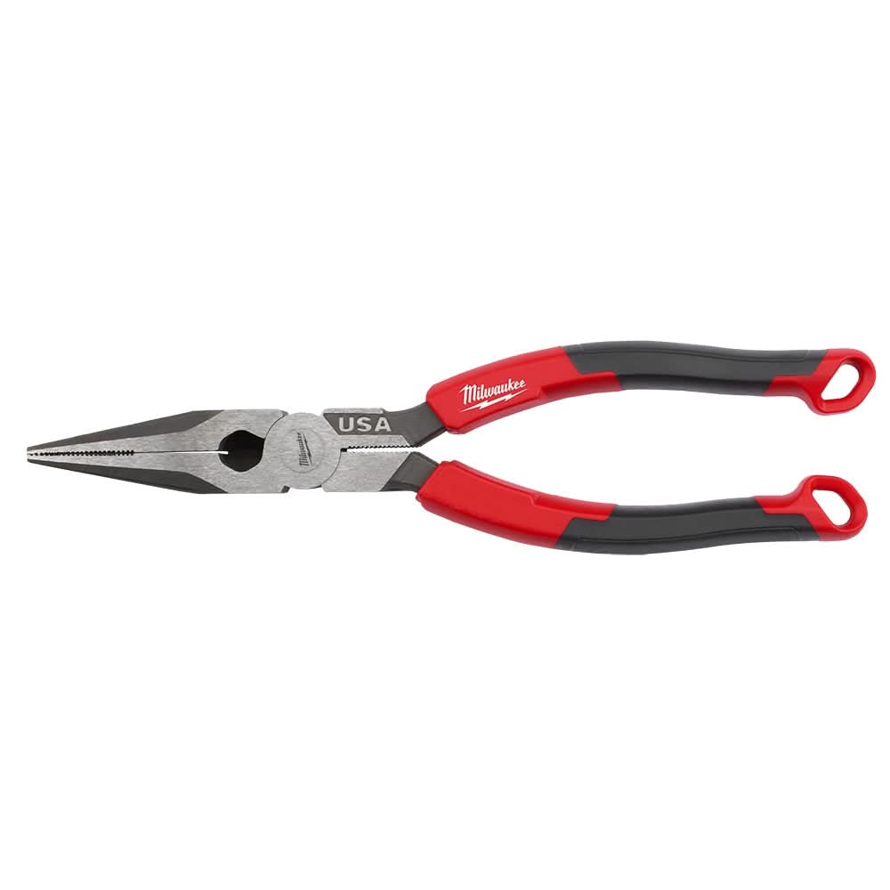 Milwaukee MT555 8" Long Nose Comfort Grip Pliers (Made in the USA) - Image 1