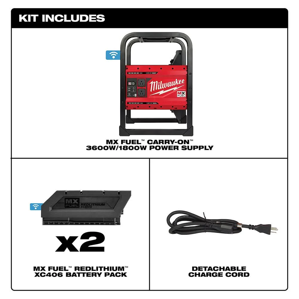 Milwaukee MXF002-2XC MX FUEL CARRY-ON 3600W/1800W Power Supply - Image 2