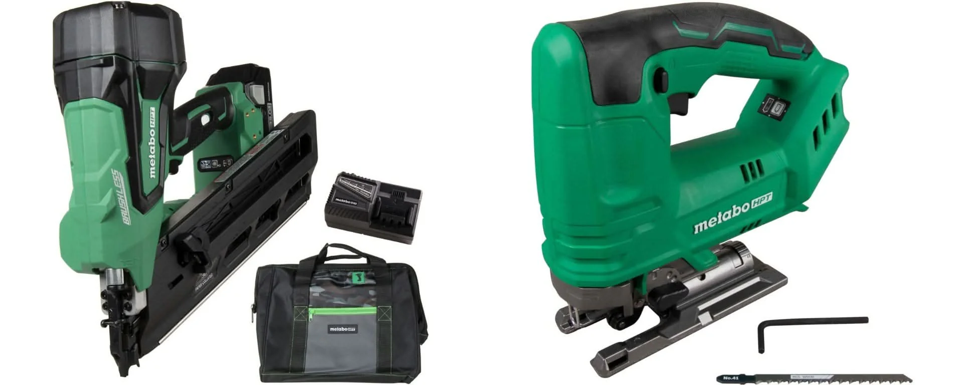 Metabo HPT 18V Paper Collated Brushless Cordless Framing Nailer 3 Ah MultiVolt Kit plus 18V Cordless Jig Saw, Tool Only - Image 1