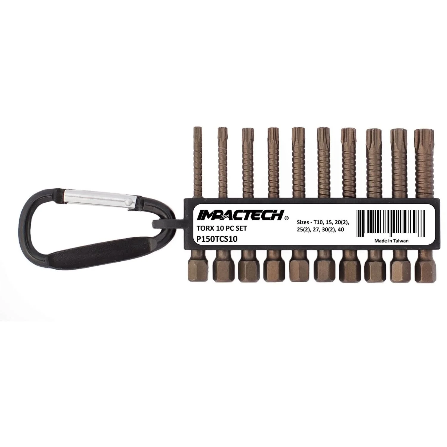 Vega P150TCS10 Carabiner Impactech TORX 10-Piece Driver Bit Set - Image 1