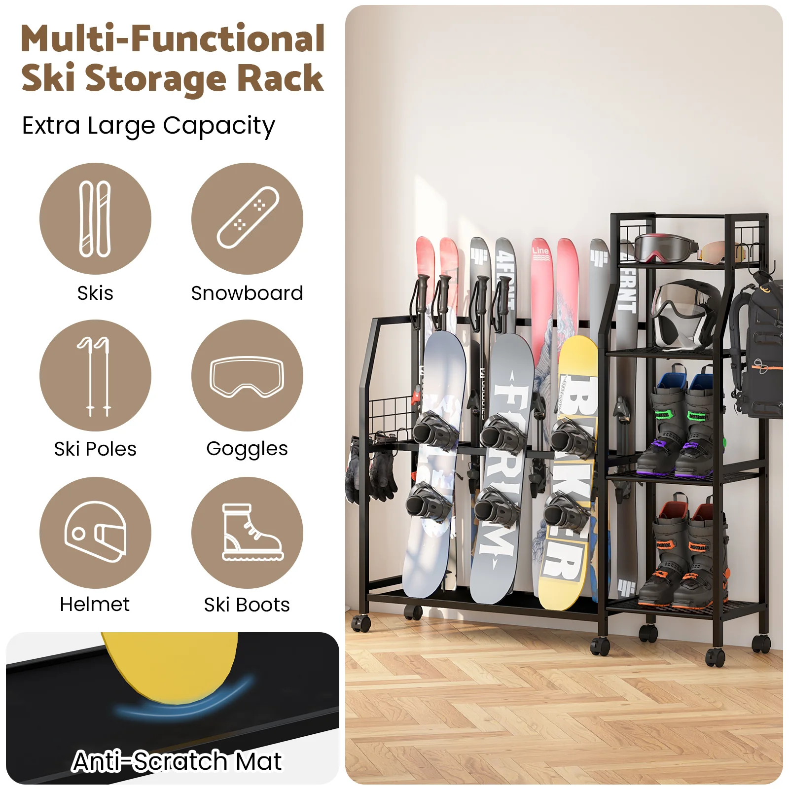 Advwin 4-Tier Freestanding Snowboard Rack - Image 3