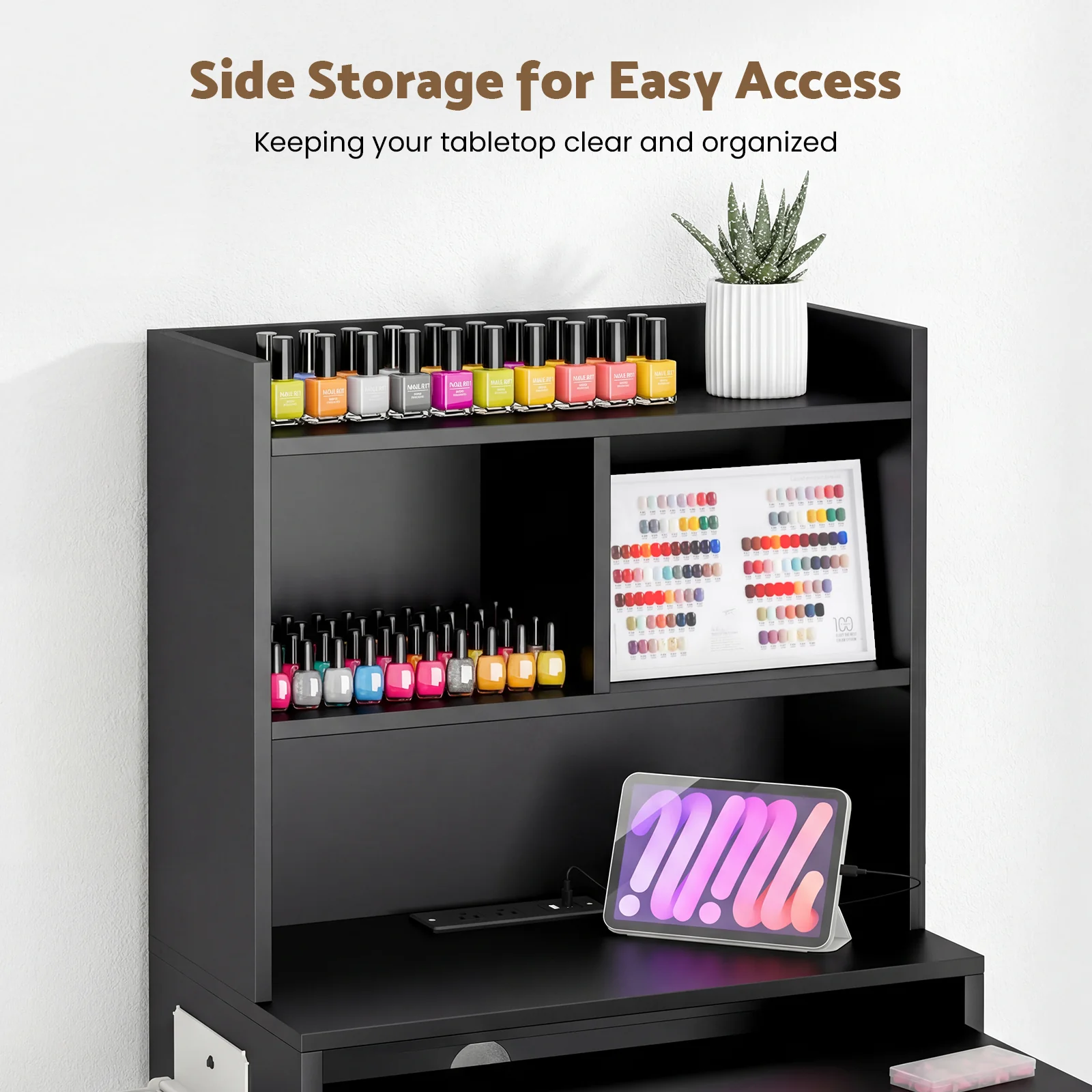 Advwin Foldable Nail Desk Storage Shelf & Fabric Drawer - Image 3