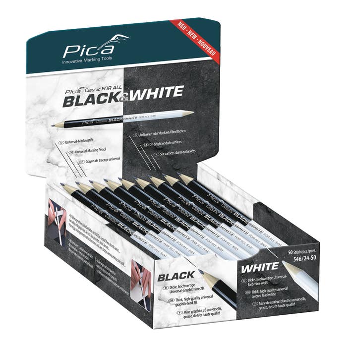 Pica 546/24-50 Classic Black & White 546 Universal Marking Pencil, 50-Pack - Image 2