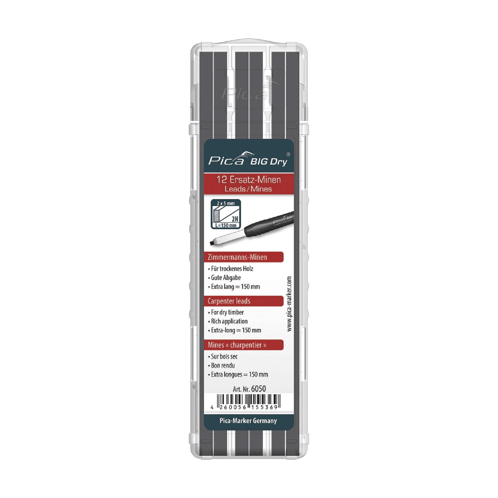 Pica 6050/SB Graphite Pencil Lead Refill Package, 12-Pack - Image 1