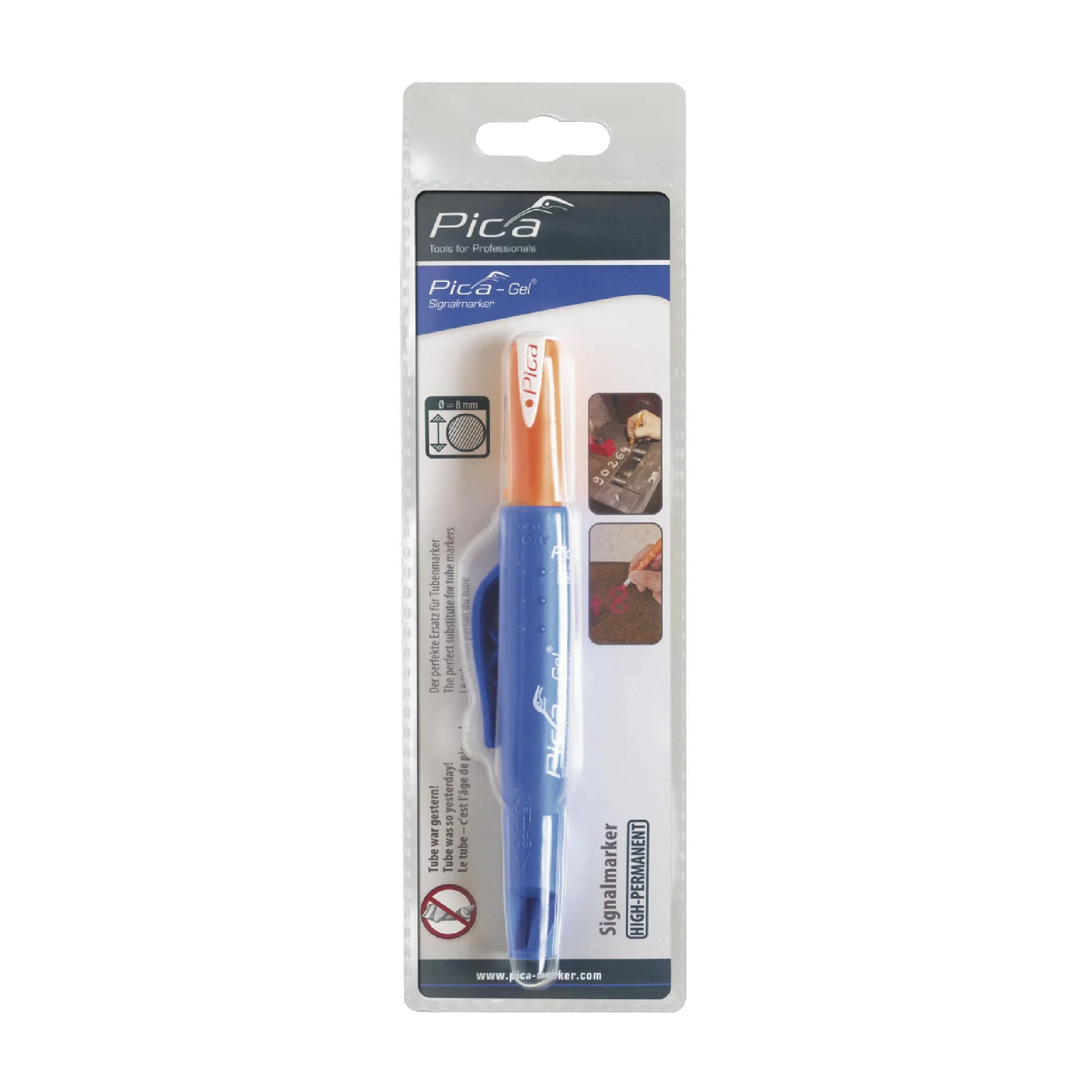 Pica 8080/SB White Gel Signalmarker w/ Quiver Holder, 1-Pack - Image 1