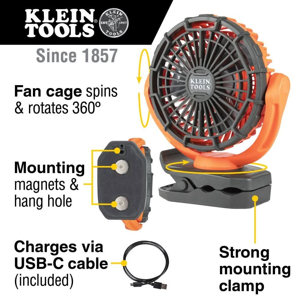 Klein Tools PJSFM1 Rechargeable Personal Jobsite Fan - Image 2