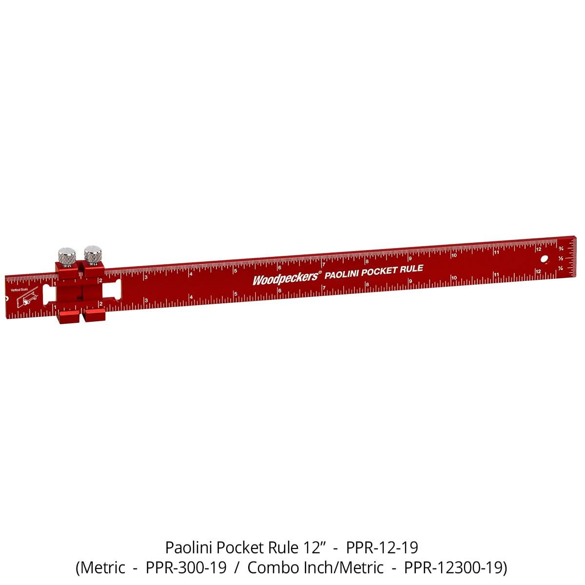 Woodpeckers PPR-12-19 Paolini Pocket Rule, 12″ Aluminum