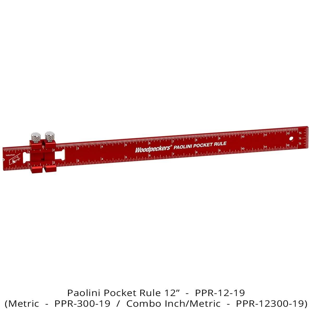 Woodpeckers PPR-12300-19 Paolini Pocket Rule, 12″/300mm Aluminum