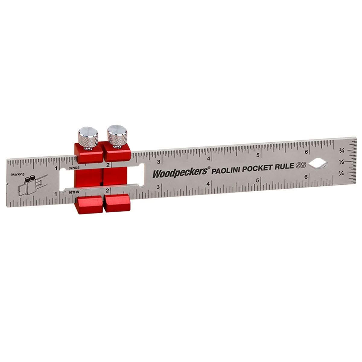 Woodpeckers Paolini Pocket Rule -6 Inch Stainless Steel with Pica Dry 3030 & Black Lead Refill - Image 2