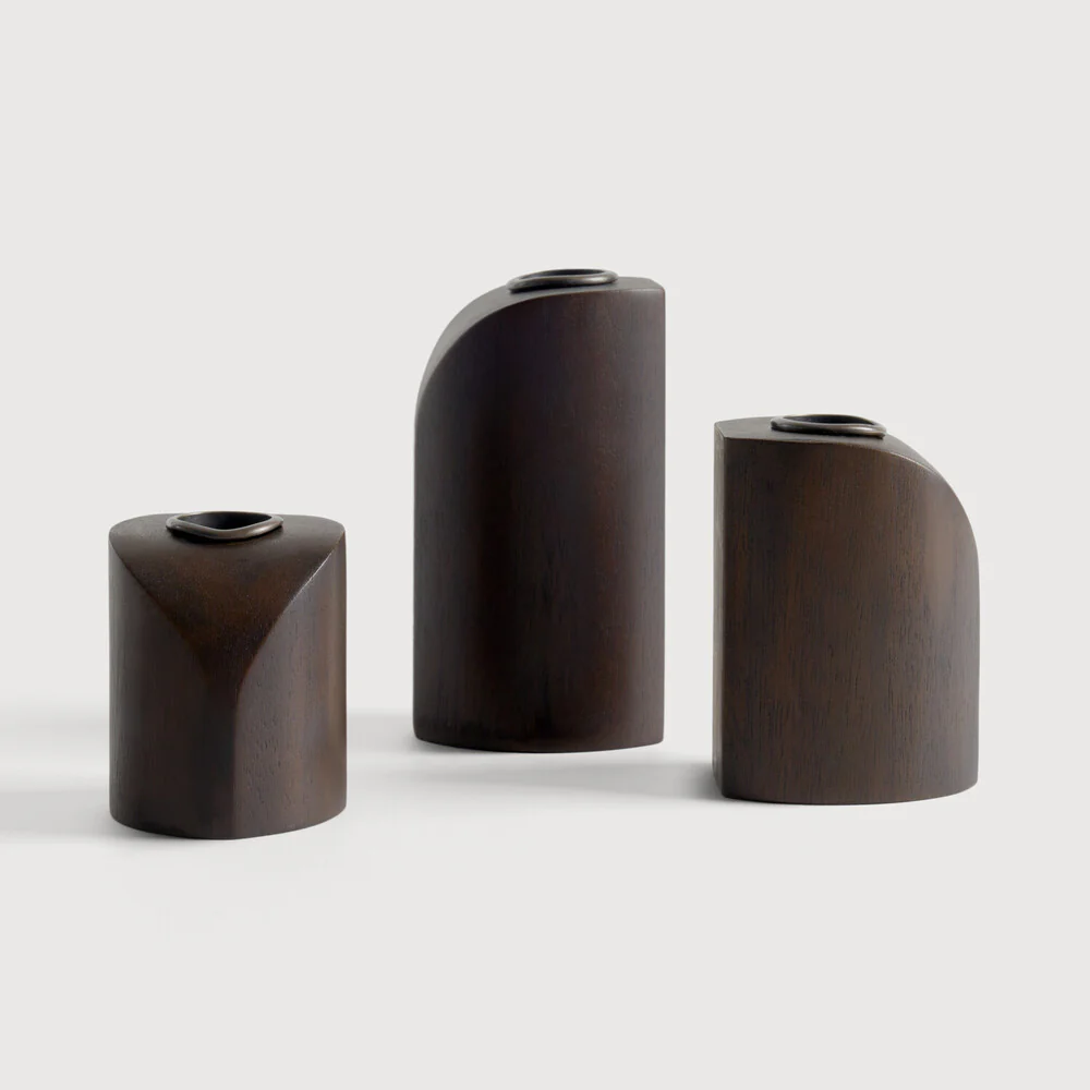 ETHNICRAFT PI CANDLE HOLDERS - MAHOGANY DARK BROWN | $179.00 - Image 2