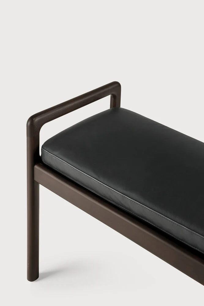 ETHNICRAFT JACK BENCH - MAHOGANY DARK BROWN - BLACK LEATHER | $1,858.00 - Image 3