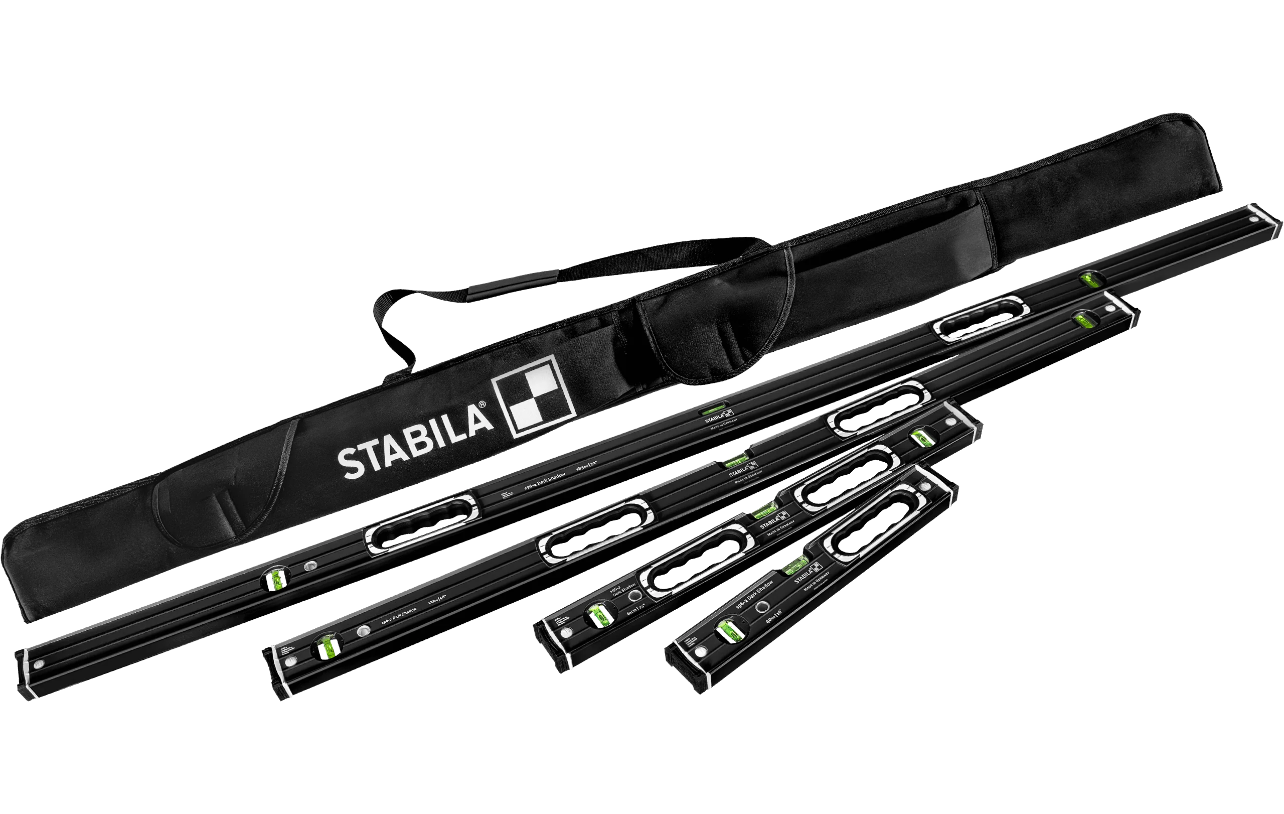 Stabila 37400 Limited Edition Dark Shadow 196-2 Level Set w/ Carrying Case (72/48/24/16-in.)