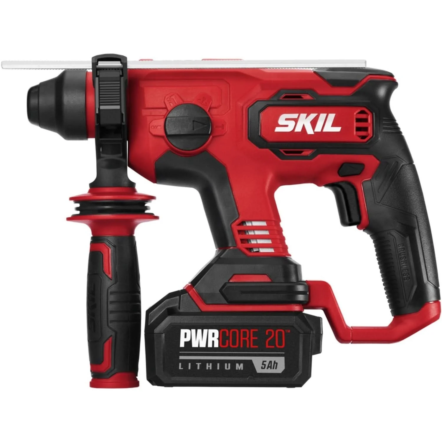 SKIL RH1704-1A PWRCORE 20 Brushless 20V 7/8″ Rotary Hammer Kit with 5.0Ah Battery and PWR JUMP Charger