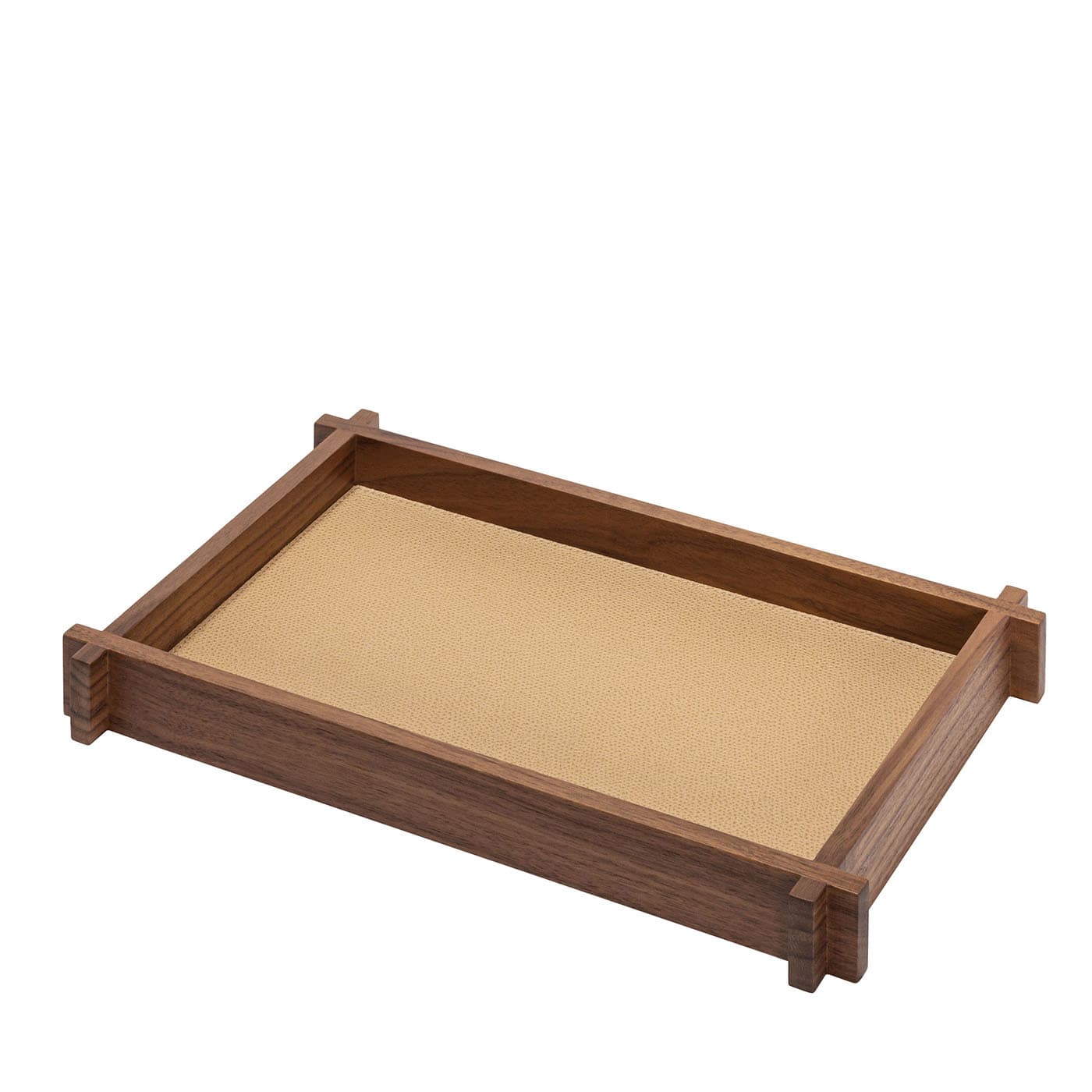 GIOBAGNARA | STRUCTURA LEATHER AND WOOD LONG RECTANGULAR TRAY MEDIUM #2| $535.00 - Image 1